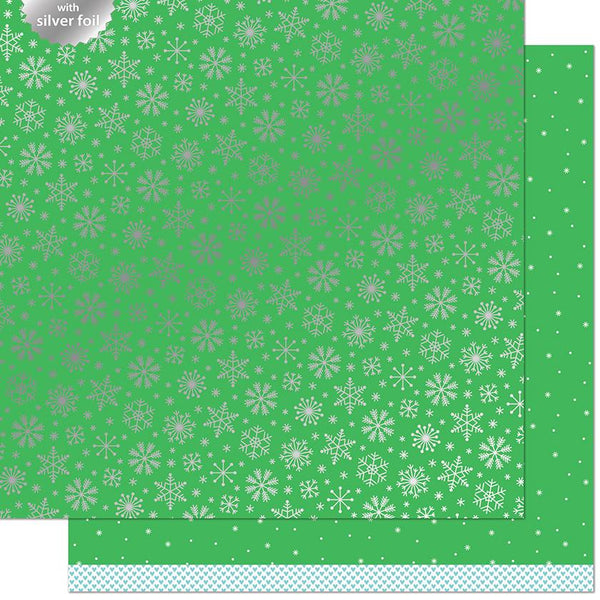 Lawn Fawn, Let It Shine Snowflakes Foiled Double-Sided Cardstock 12"X12", Glacial