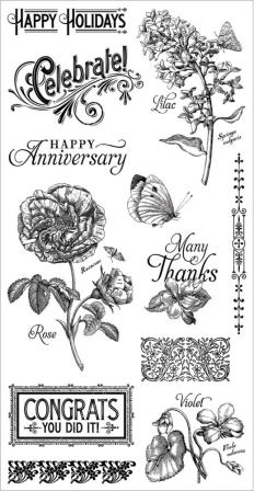 Graphic 45/Hampton Art, Time to Flourish 2, Cling Stamps