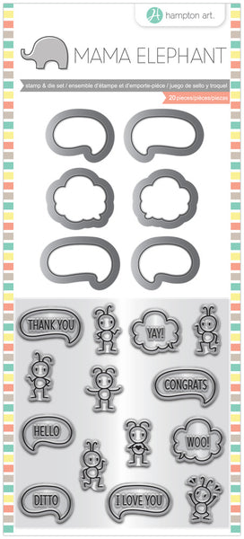 Mama Elephant Stamp & Die Set 4"X8", Chit Chat