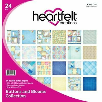 Heartfelt Creations Double-Sided Paper Pad 12"X12" 24/Pkg, Buttons and Blooms Collection