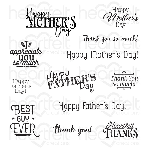 Heartfelt Creations, Thank You Sentiments Cling Stamp Set