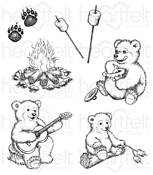 Heartfelt Creations, Cling Stamp, Beary Fun Retreat Set - Scrapbooking Fairies