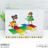 Stampingbella, Cling Stamps, Tiny Townie Playing Hopscotch