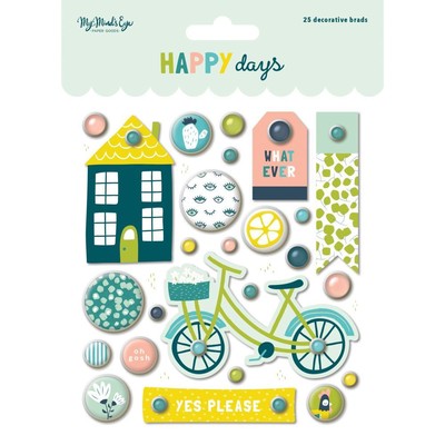 My Mind's Eye, Happy Days Decorative Brads 25/Pkg