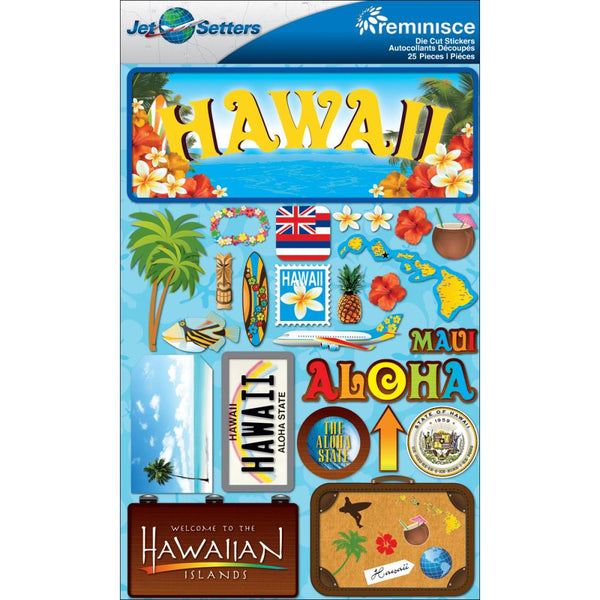 Reminisce Jet Setters State Dimensional Stickers 4.5"X7.5", Hawaii