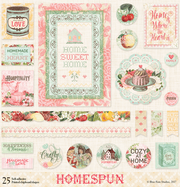 Blue Fern Studios, Homespun, Designed by Michele Singh - Printed Chipboard