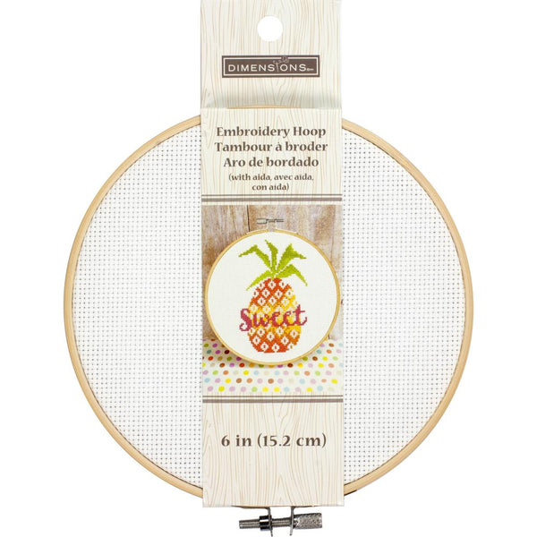 Dimensions, Embroidery Hoop with 14 count Aida 6", White