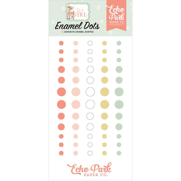 Echo Park, Adhesive Enamel Dots 60/Pkg, It's a Girl