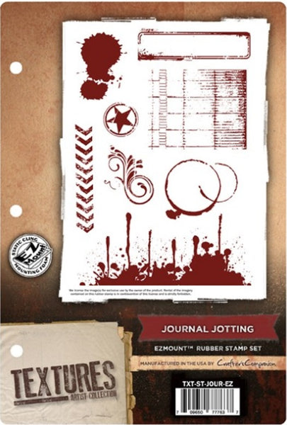 Crafter's Companion, Textures Artist Collection, Journal Jotting, EZmount Rubber Stamp Set