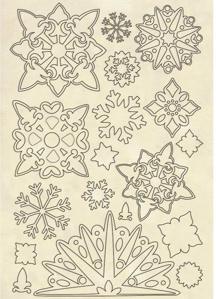 Stamperia Wooden Shapes A5, Tag, Winter Tales - Snowflakes
