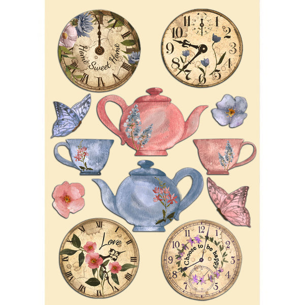 Stamperia Colored Wooden Shapes A5, Create Happiness Welcome Home, Clocks