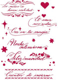Stamperia, Stencil G, 21X29.7cm, Winter Tales Spanish quotes