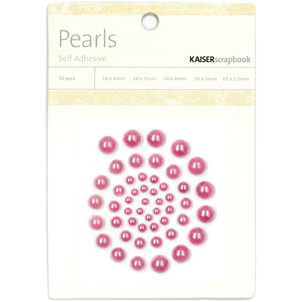Kaisercraft, Self Adhesive Pearls, Hot Pink 50pcs - Scrapbooking Fairies