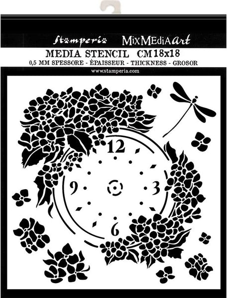 Stamperia, Thick Stencil, 18cm x 18cm, Hortensia - Clock
