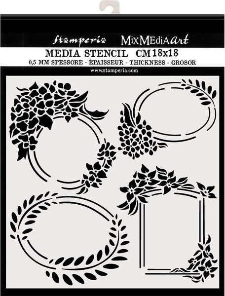 Stamperia, Thick Stencil, 18cm x 18cm, Hortensia - Labels