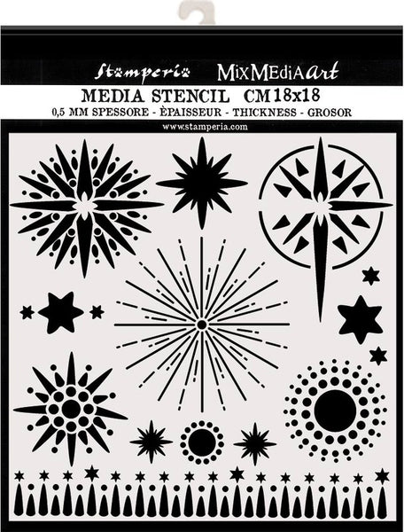 Stamperia, Stencil 7.08"X7.08", Stars