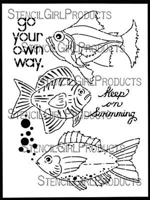 Stencil Girl, Boho Fish, 9"x12" Stencil, Designed by Gwen Lafleur