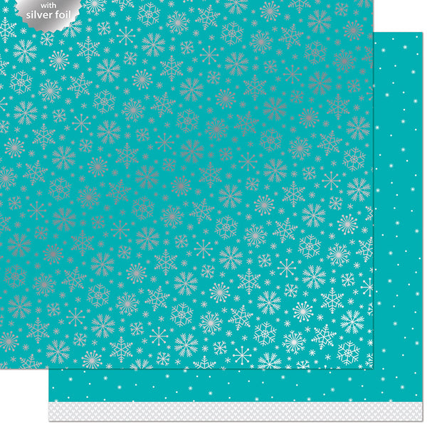 Lawn Fawn, Let It Shine Snowflakes Foiled Double-Sided Cardstock 12"X12", Arctic