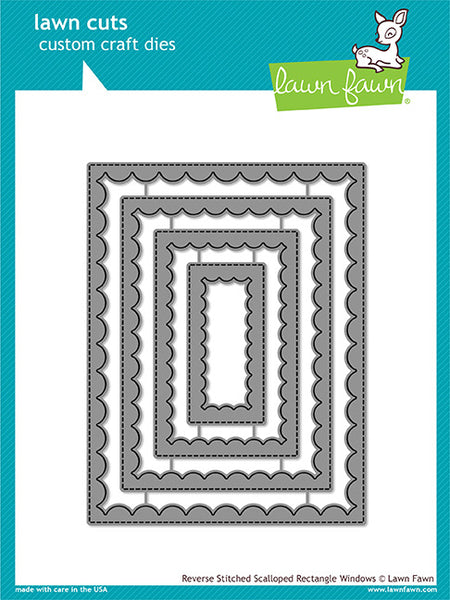 Lawn Fawn, Lawn Cuts Custom Craft Die, Reverse Stitch Scallop Rectangle Window (LF1800)