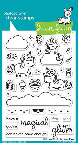 Lawn Fawn Clear Stamps 4"X6", Unicorn Picnic
