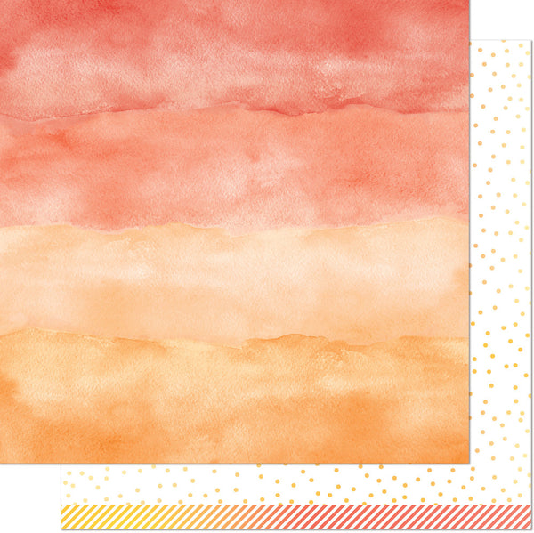 Lawn Fawn, Watercolor Wishes Rainbow Double-Sided Cardstock 12"X12", Carnelian