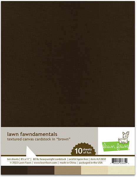 Lawn Fawn, Fawndamentals Textured Canvas Cardstock, 8.5" x 11", Brown, 10/pkg, 80 lbs