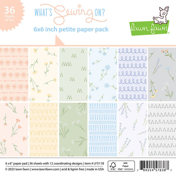 Lawn Fawn Single-Sided Petite Paper Pack 6"X6" 36/Pkg, What's Sewing On?