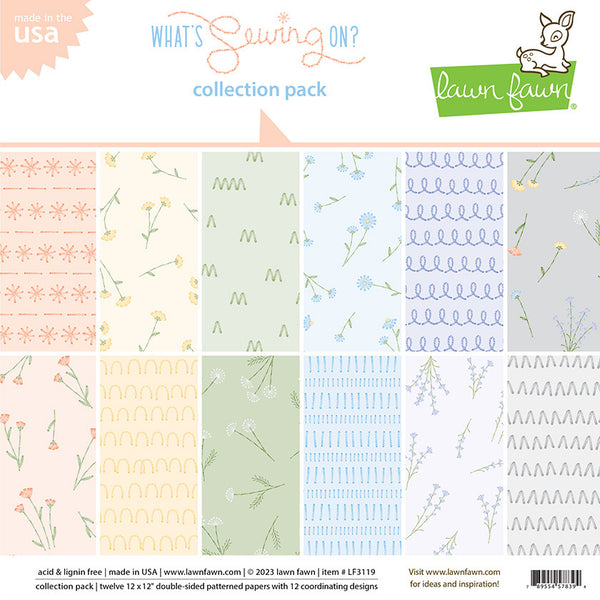 Lawn Fawn Double-Sided Collection Pack 12"X12" 12/Pkg, What's Sewing On?