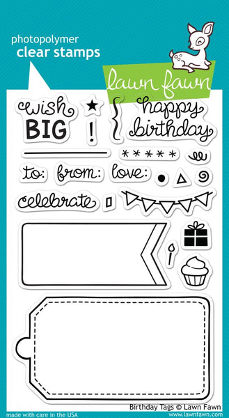 Lawn Fawn, Birthday Tags, Clear Stamps - Scrapbooking Fairies