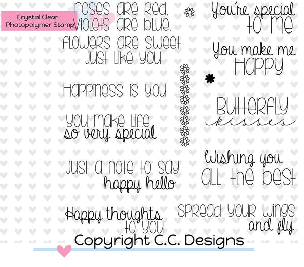 C.C. Designs - Clear Photopolymer Stamps - Happy Sentiments - Scrapbooking Fairies