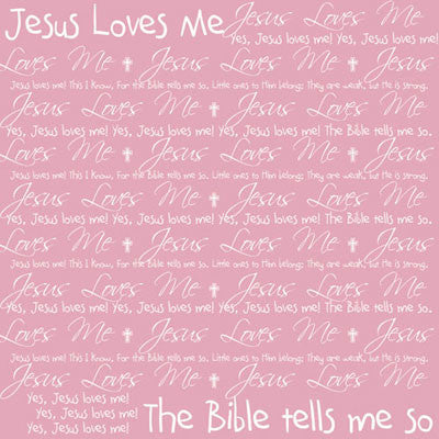 PINK JESUS LOVES ME Paper 12" x 12" - Scrapbooking Fairies