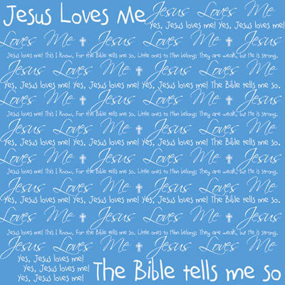 BLUE JESUS LOVES ME Paper 12" x 12" - Scrapbooking Fairies