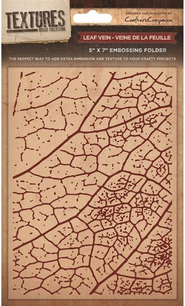 Crafters Companion, Textures Embossing Folder, 5"x7", Leaf Vein