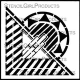 Stencil Girl, Art Deco Sun Medallion Repeating Corner, 4"x4" Stencil, Designed by Gwen Lafleur