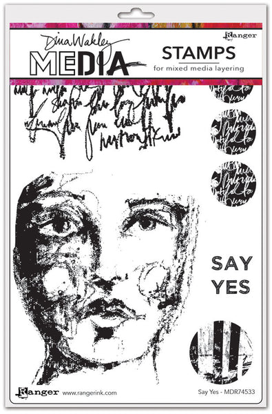 Dina Wakley Media Cling Stamps 6"X9", Say Yes