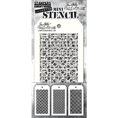 Stampers Anonymous, Tim Holtz Mini Layered Stencil Set 3/Pkg, Set #52