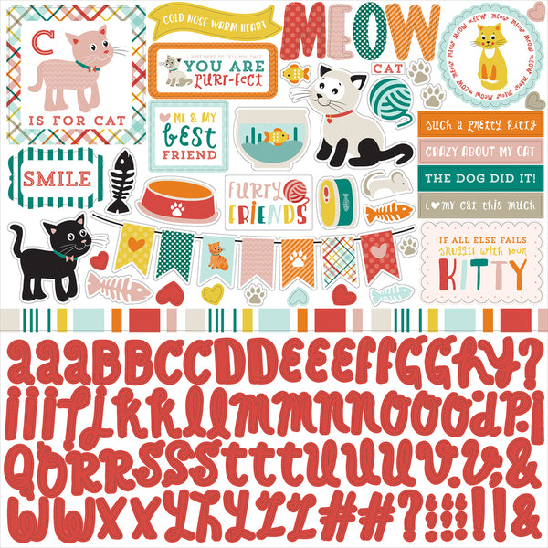 Meow, Cardstock Stickers 12"X12", Element