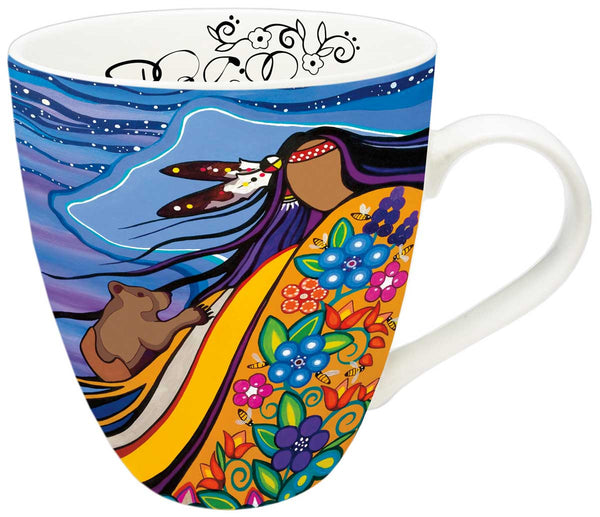 Canadian Art Prints, Indigenous Collection, Signature Mug, 18 oz., Makwa and His Quest for Honey by Pam Cailloux