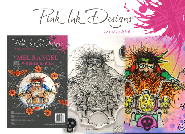 Pink Ink Designs A5 Clear Stamp, Mel's Angel, Wheels Series