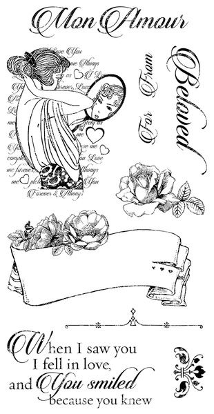 Graphic 45 - Mon Amour, Cling Stamp 1 (Retired)
