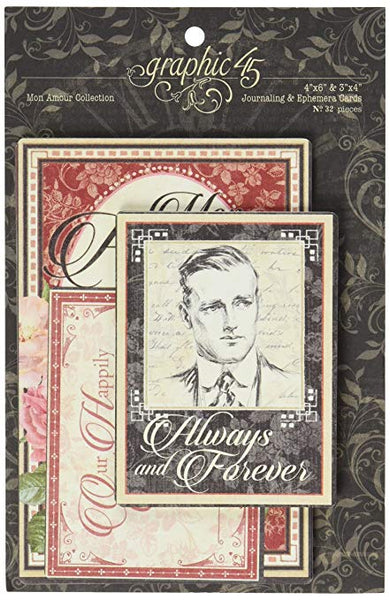 Graphic 45, Journaling & Ephemera Cards, Mon Amour (4501575)