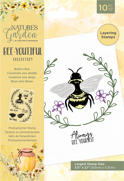 Crafter's Companion, Nature's Garden Clear Stamp, Bee-Youtiful - Build a Bee
