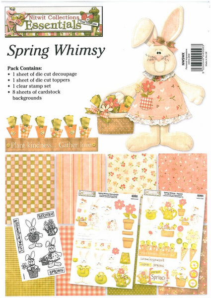 NitWits Spring Whimsy Kit 3, Clear Stamps Set and Decoupage/Die Cut Toppers & Cardstock - Scrapbooking Fairies