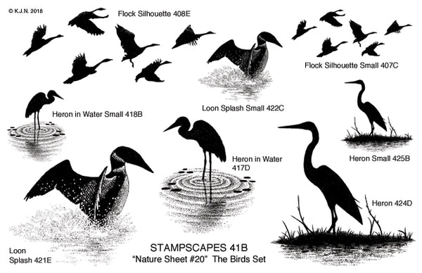 Stampscapes, Nature Sheet 20, The Birds Set, Cling Mounted Stamps