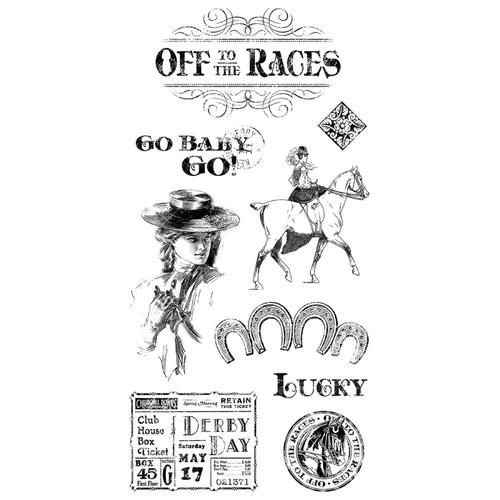 Graphic 45/Hampton Art, Off to the Races 1, Cling Stamps