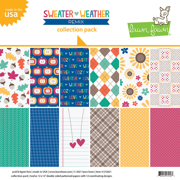 Lawn Fawn Double-Sided Collection Pack 12"X12" 12/Pkg, Sweater Weather Remix, 6 Designs