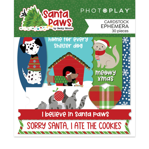 PhotoPlay, Santa Paws Ephemera Cardstock Die-Cuts, Dog & Cat