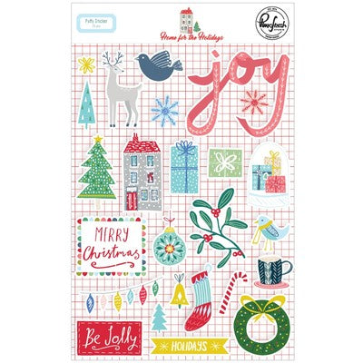 PinkFresh Puffy Stickers, Home For The Holidays, 25/Pkg