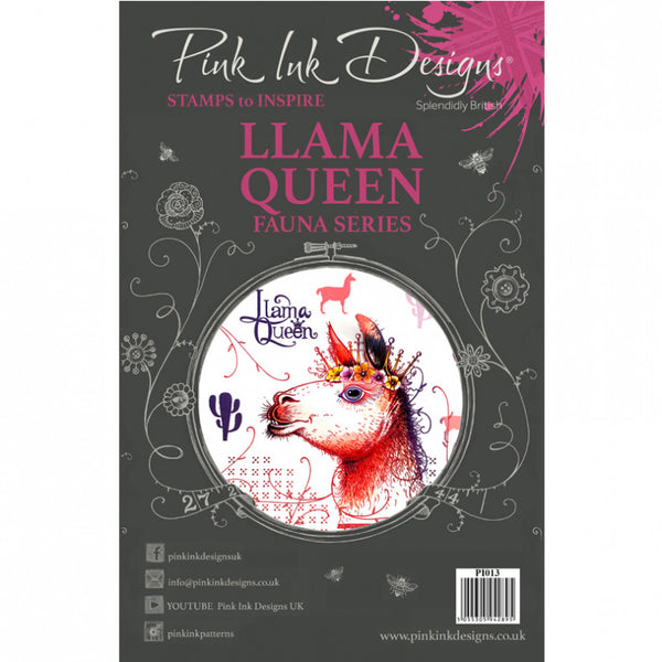 Pink Ink Designs, A5 Clear Stamps Set, Llama Queen