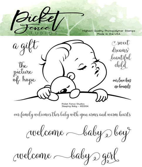 Picket Fence Studios 4"X4" Clear Stamp Set, Sleeping Baby